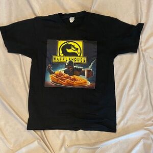 Waffle House x Mortal Kombat Graphic Tee - Black with Yellow Print